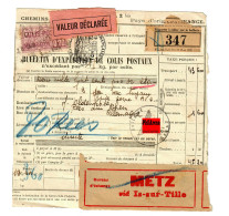 Wert-Paketkarte Metz Nach Rees Am Rhein, Zollamtstempl, 1938 - Other & Unclassified