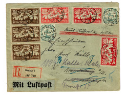 Einschreiben Danzig 3, Luftpost Nach Brandenburg, Weiterleitung Halle, 4.8.1923 - Covers & Documents