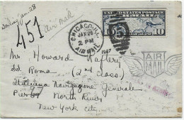 Chicago Ill. 1926/27 To New York, Air Mail: Italian General Navigation, SS Roma - Autres & Non Classés
