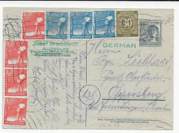 Ganzsache Mit Viel Beifrankatur Von Augsburg Nach Oppersberg 1948 - Storia Postale