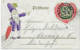 Handcolorierte Postkarte München Nach Losswig 1901 - Covers & Documents