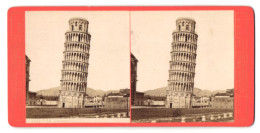 Stereo-Foto Giacomo Brogi, Firenze, Ansicht Pisa, Der Schiefe Turm, Il Campanile  - Stereoscopio