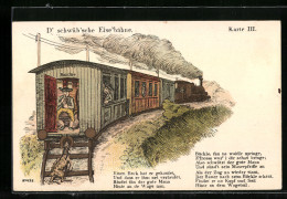 Lithographie Schwäbische Eisenbahn, Bauer Hat Seinen Ziegenbock Ans Zugende Gebunden  - Treni