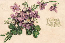 PENSÉE - PENSEZ à Moi - Carte Gauffrée 1905 - VENTE DIRECTE X - Flowers