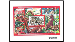 1988 Guinea Prehistoric Animals Dinosaurs Triceratops Cretaceous Period - Rare Imperf Proof Essay Trial MNH - Préhistoriques