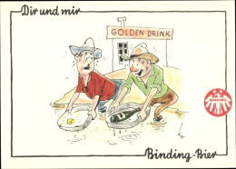 Artiste CPA Binding Bier, Golden Drink, Goldschürfer, Bierflasche Gefunden, Reklame, Humor - Other & Unclassified