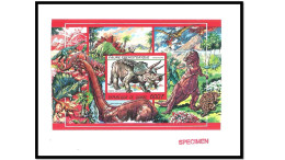 1988 Guinea Prehistoric Animals Dinosaurs Triceratops Cretaceous Period - Rare Imperf Proof Essay Trial MNH - Prehistorisch