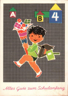 H1848 - Glückwunschkarte Schulanfang - Kinder Zuckertüte - Verlag Planet DDR Grafik - Children's School Start