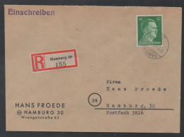 III REICH - HAMBURG  / 1944 R-BRIEF PORTOGERECHT - RECOMMANDE AU TARIF ==> LOKAL (ref 7768e) - Covers & Documents