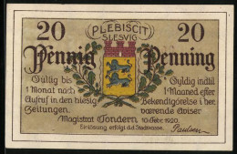 Notgeld Tondern 1920, 20 Pfennig, Gast Im Weissen Schwan  - Denemarken