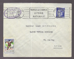 Lyon 1937. Oblitération Mécanique, Vignette Tuberculose, Voyagée Intra Lyon (AS) - 1921-1960: Modern Period