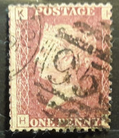 GB Queen Victoria 1858 - 1864 Yvert 26 , One Penny Rouge Planche Plate 197 Obl , TB - Oblitérés