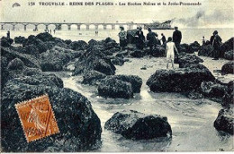 14 CALVADOS TROUVILLE - REINE DES PLAGES - LES ROCHES NOIRES ET LA JETÉE PROMENADE - CPA  (586)_CP242 - Trouville