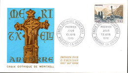 ANDORRE FDC 1970 CROIX GOTHIQUE - FDC