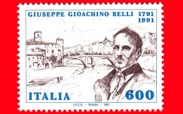 Nuovo - MNH - ITALIA - 1991 - Bicentenario Della Nascita Di Giuseppe Gioacchino Belli - Ritratto - 600 L. - 1991-00: Ungebraucht