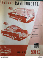 SIMCA Aronde CAMIONNETTE (Plaquette) 1958 - 1900 – 1949