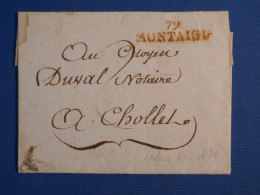 DN17  FRANCE  LETTRE  TRES  RARE 1782  MONTAIGU  A CHOLLET  + AFF. INTERESSANT +++ - 1701-1800: Vorläufer XVIII