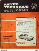 Revue Technique Automobile Matra Simca Bagheera Autobianchi A112   N°341 - Auto/Motorrad