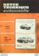 Revue Technique Automobile Peugeot 204 D Mini Cooper Bristish Leyland   N°343 - Auto/Motor