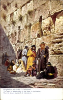Artiste CPA Perlberg, F., Jerusalem Israel, Juden An Der Klagemauer - Judaika