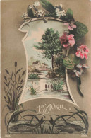 FETES - VOEUX - 1er Avril - Paysage - Fleurs - Carte Postale Ancienne - 1° Aprile (pesce Di Aprile)