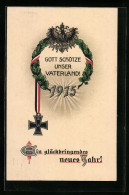 AK Deutscher Neujahrsgruss, Eisernes Kreuz Mit Adler, Eichenkranz Und Jahreszahl 1915  - War 1914-18