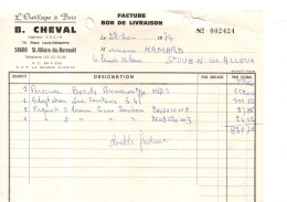 Facture CHEVAL, SAINT HILAIRE DU HARCOUET (50), Outillage Du Bois, De 1974, état Médiocre - Old Professions