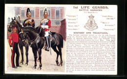 Artist's Pc 1st Life Guards, Britische Soldaten Auf Schwarzen Rössern  - Régiments