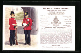 Artist's Pc The Royal Sussex Regiment, Zwei Soldaten In Uniform Schreiben Eine Notiz  - Reggimenti