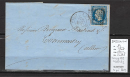 France - Lettre  Paris Bureau AS1 Pour Commentry - 1852 - Yvert 14 - PERCE EN LIGNE - 1849-1876: Période Classique