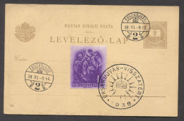 SLOVAKIA / HUNGARY OCCASIONAL STAMP / PROPAGANDA PC, SZT. ISTVAN CORONATION, ERSEKUJVAR NOVE ZAMKY, Year 1938 - Otros & Sin Clasificación