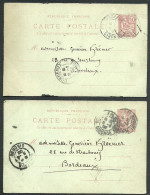 ENTIERS POSTAUX - 2 CARTES POSTALES - De 1902 - TYPE MOUCHON - Cartes Précurseurs