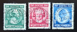 Württemberg, Mi 44-46 Gestempelt "Goethe" - Wurtemberg