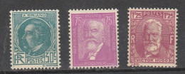 France N° 291 à 293 ** Célébrités, 3 Valeurs - Unused Stamps