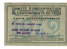 Carte Membre Comité Organisation Industrie Commerce Automobile Et Cycle, 4 Timbres, 1941, 1942, 1946 - Membership Cards