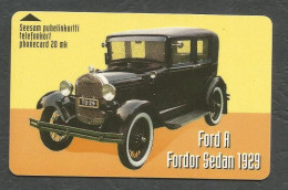 FORD  A FORDOR SEDAN 1929 - Magnetic Card -  20 FIM  FINNET - FINLAND - - Automobili