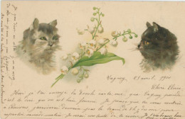 Belle CP Chat Et Muguet Ecrite De Vagney Vers Chatenois Vosges 1900 Cachet Train Convoyeur Chaumont à Remiremont - Andere & Zonder Classificatie