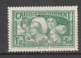 France N° 269 ** Au Profit Caisse D'Amortissement 1,50 + 3,50 Vert Jaune - Unused Stamps