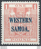 1945-53 Samoa £ 1 Pink Fiscal Stamp MNH SG N. 210 - Autres & Non Classés