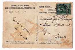 Carte Postale Officielle Exposition Internationnale Anvers Antwerpen Belgique 1930 Cachet De L'Exposition - Cartas & Documentos