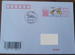 China Cover "Twin Dragons Soaring" (Beijing) Colored Postage Machine Stamp First Day Actual Mail Seal - Enveloppes