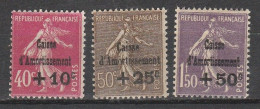 France N° 266 à 268 ** Au Profit Caisse D'Amortissement, 3 Valeurs - Unused Stamps