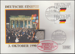 1477-1478 Deutsche Einheit Auf Schmuck-FDC Mit Orginalbruchstück Berliner Mauer - Non Classés