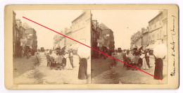 AULT - ONIVAL (80). Photographie Stéréoscopique Sur Carton Fort. Grande Rue Animée. 1890-1900 - Ault