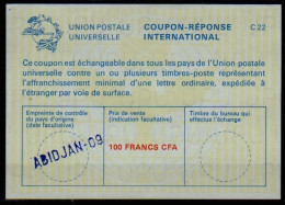 CÔTE D'IVOIRE IVORY COAST  La22A  100 FRANCS CFA  Int. Reply Coupon Reponse Antwortschein IRC IAS O ABIDJAN-09 - Costa D'Avorio (1960-...)