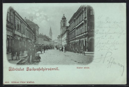 Mondschein-AK Székesfehérvár, Nador Utcza  - Hungary