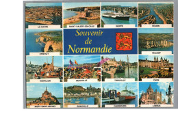 Souvenir De NORMANDIE - Le Havre Dieppe Etretat Granville Deauville Caen Lisieux Multivue Carte Vierge - Basse-Normandie