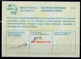 CÔTE D'IVOIRE IVORY COAST  La22A 150 / 100 FRANCS CFA  Int. Reply Coupon Reponse Antwortschein IRC IAS O ABIDJAN-08 - Costa D'Avorio (1960-...)