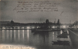 SUISSE - Genève à 11 Heures Du Soir - Vue Sur Le Port - Bateaux - Barques - Carte Postale Ancienne - Genève