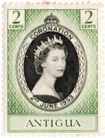 ANTIGUA E BARBUDA, INCORONAZIONE ELISABETTA II, 2 C., 1953, FRANCOBOLLI NUOVI (MLH*) Scott:AG 106, Yt:AG 103 - 1858-1960 Kolonie Van De Kroon